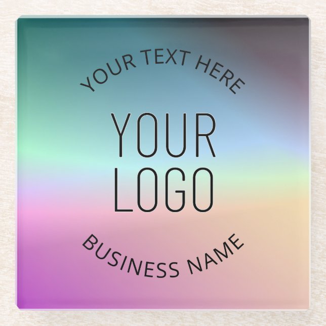 Upload Logo | Colourful Changing Gradient Colours  Glass Coaster (Front)