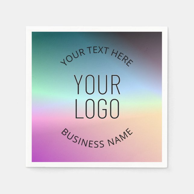 Upload Logo | Colourful Changing Gradient Colours  Napkin (Front)