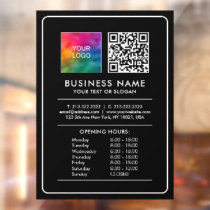 Upload Logo Custom QR Code Opening Hours List Window Cling