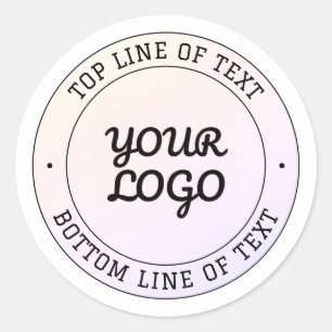 Upload Logo & Custom Text Peach Pink & Purple Classic Round Sticker