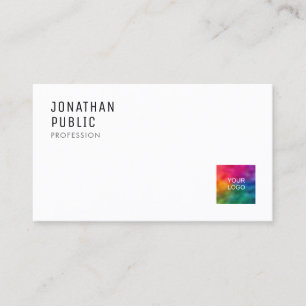 Upload Logo QR Code Modern Elegant Minimalist Business Card