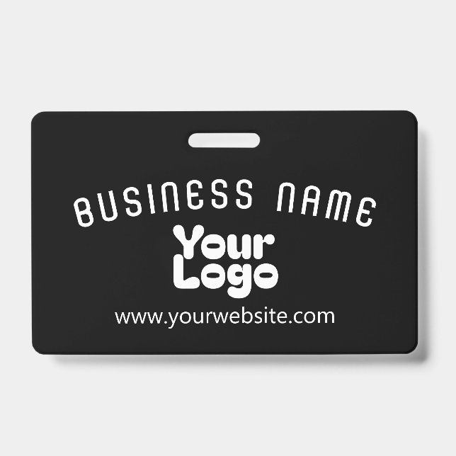 Upload Logo Retro-Modern Black & White (editable) Badge (Front)
