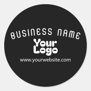 Upload Logo Retro-Modern Black & White (editable) Classic Round Sticker
