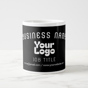 Upload Logo Retro-Modern Black & White (editable) Large Coffee Mug