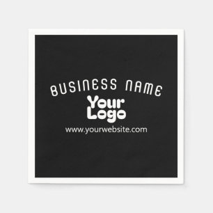 Upload Logo Retro-Modern Black & White (editable) Napkin