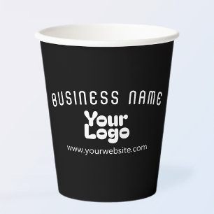 Upload Logo Retro-Modern Black & White (editable) Paper Cups