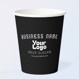 Upload Logo Retro-Modern Black & White (editable) Paper Cups