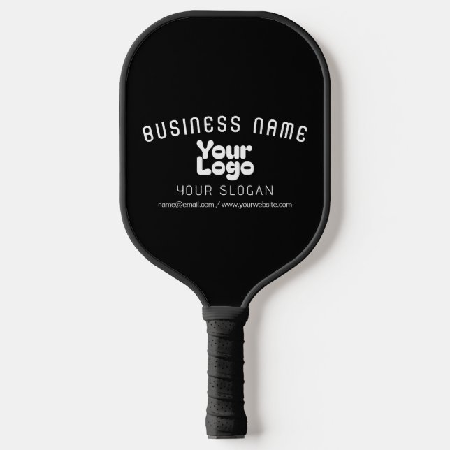 Upload Logo Retro-Modern Black & White (editable) Pickleball Paddle (Front)