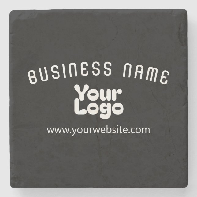 Upload Logo Retro-Modern Black & White (editable) Stone Coaster (Front)