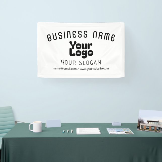 Upload Logo Retro-Modern White & Black (editable) Banner (Tradeshow)