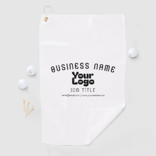Upload Logo Retro-Modern White & Black (editable) Golf Towel