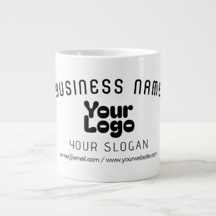 Upload Logo Retro-Modern White & Black (editable) Large Coffee Mug