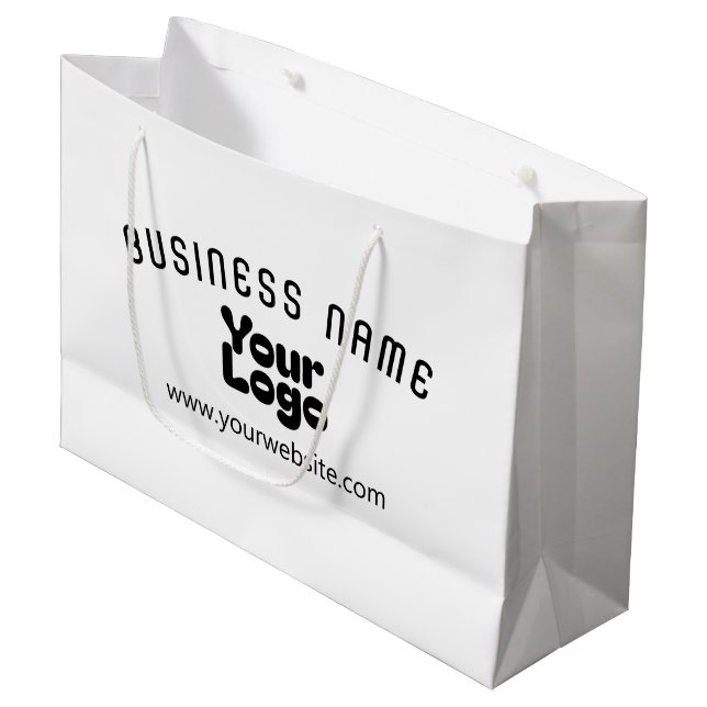 Upload Logo Retro-Modern White & Black (editable) Large Gift Bag (Front Angled)