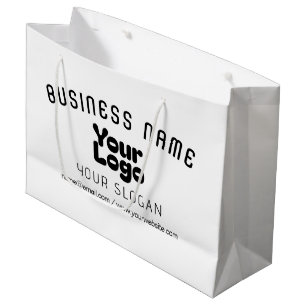 Upload Logo Retro-Modern White & Black (editable) Large Gift Bag