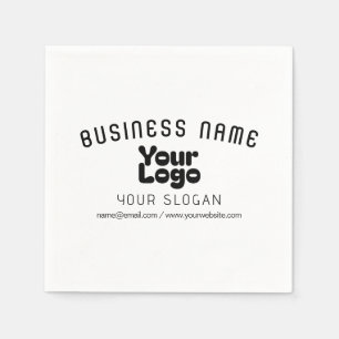 Upload Logo Retro-Modern White & Black (editable) Napkin