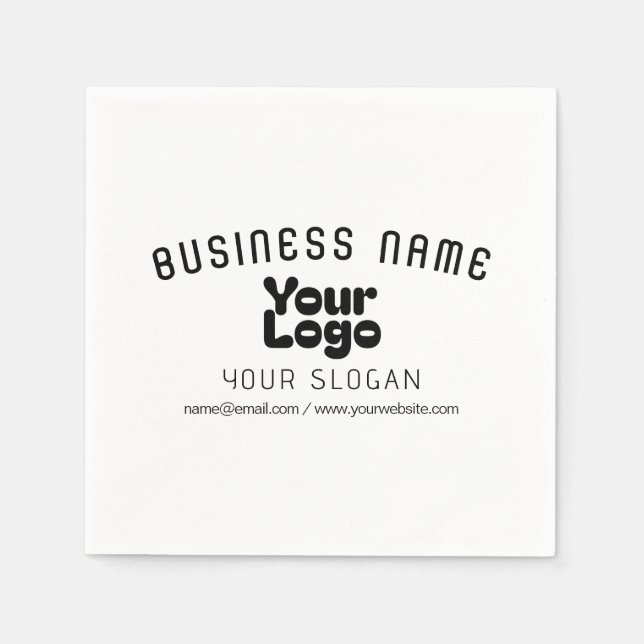 Upload Logo Retro-Modern White & Black (editable) Napkin (Front)