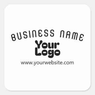 Upload Logo Retro-Modern White & Black (editable) Square Sticker
