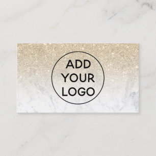 upload logo typography marble light gold glitter business card