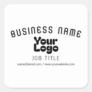 Upload Logo   White & Black (editable) Square Sticker