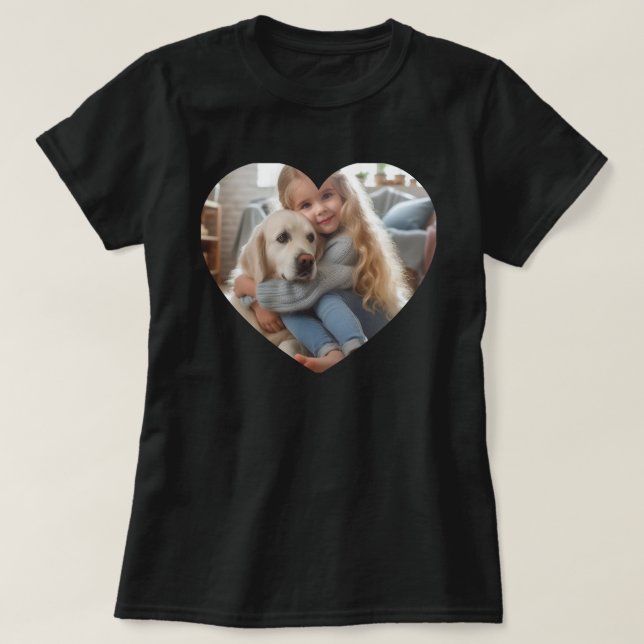 Upload Personalized Photo Gift Child Dog Pet Heart T-Shirt (Design Front)