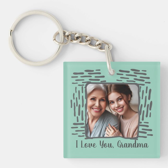 Upload Personalized Photo Gift for Grandma Keychain (Front)