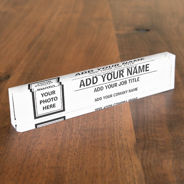 Upload Photo Add Name - Job Title & Company Name Nameplate (Side)