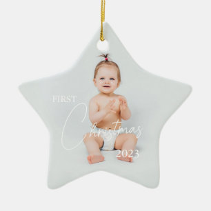 Upload Photo First Christmas Ceramic Ornament