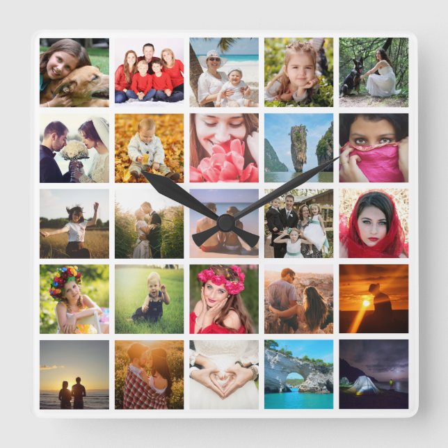 Upload photo square wall clock (Front)