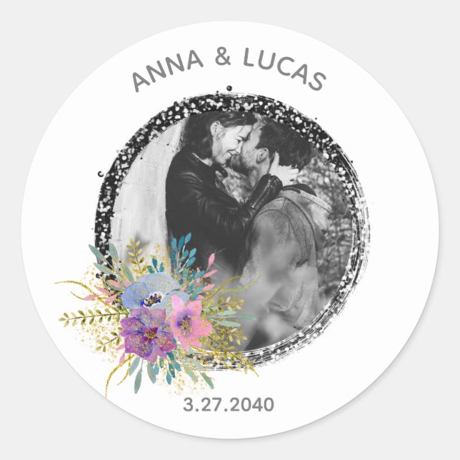 *~* UPLOAD PHOTO Wedding Baby Favour Envelop Seal (Front)