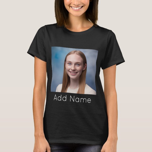 upload picture Custom Photo and Name Personalized  T-Shirt (Front)