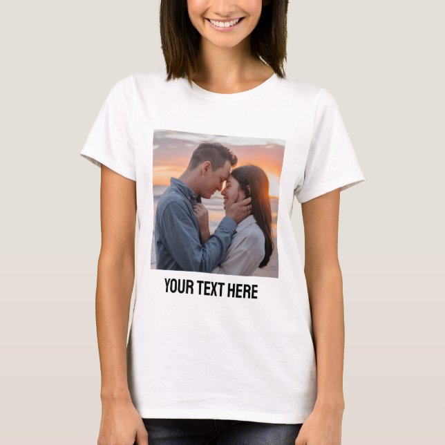 upload picture Custom Photo and text Personalized  T-Shirt (Front)