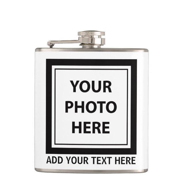 Upload Picture Photo & Add Text – Customize Hip Flask (Front)