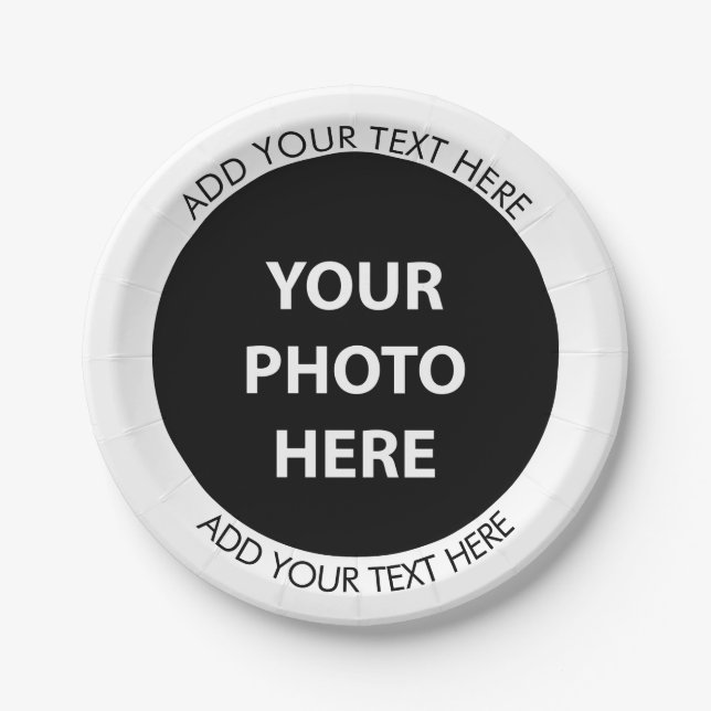 Upload Picture Photo & Add Text – Customize Paper Plate (Front)