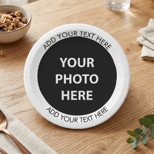Upload Picture Photo & Add Text – Customize Paper Plate