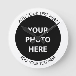 Upload Picture Photo & Add Text – Customize Round Clock