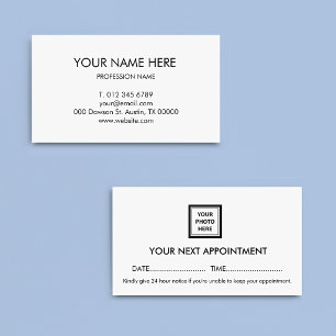 Upload Picture Photo & Add Text – Customize Simple Appointment Card