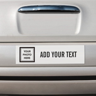 Upload Picture Photo & Add Text – Customize Simple Bumper Sticker