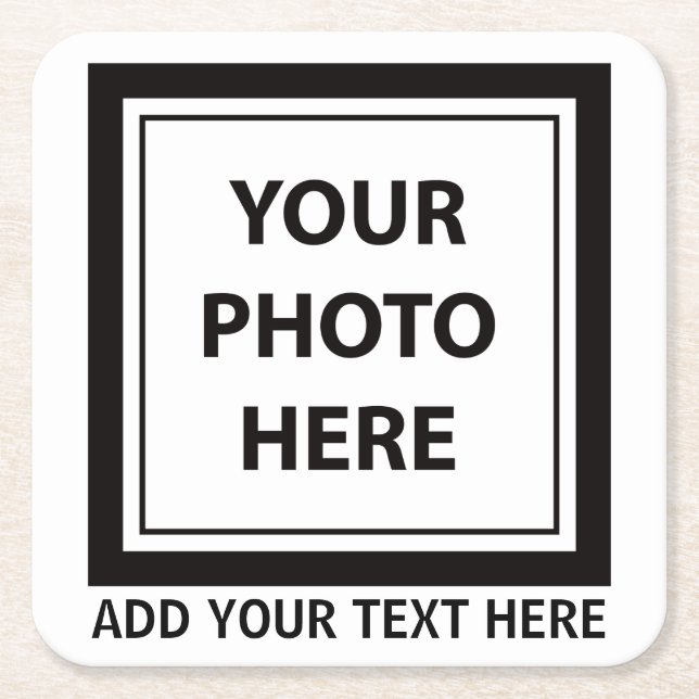 Upload Picture Photo & Add Text – Customize Square Paper Coaster (Front)