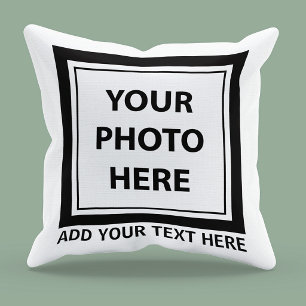 Upload Picture Photo & Add Text – Customize Throw Pillow