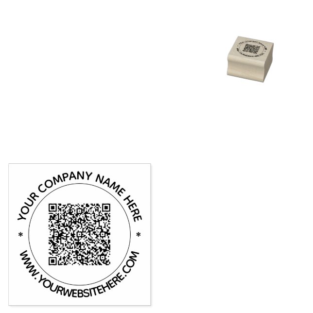 Upload QR Code and Text Round Rubber Stamp Example (Stamped)