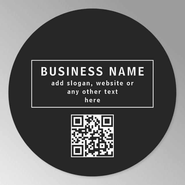 Upload QR code or Logo | Modern Black Classic Round Sticker (Creator Uploaded)