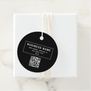 Upload QR code or Logo   Modern Black Favour Tags