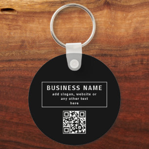 Upload QR code or Logo   Modern Black Keychain