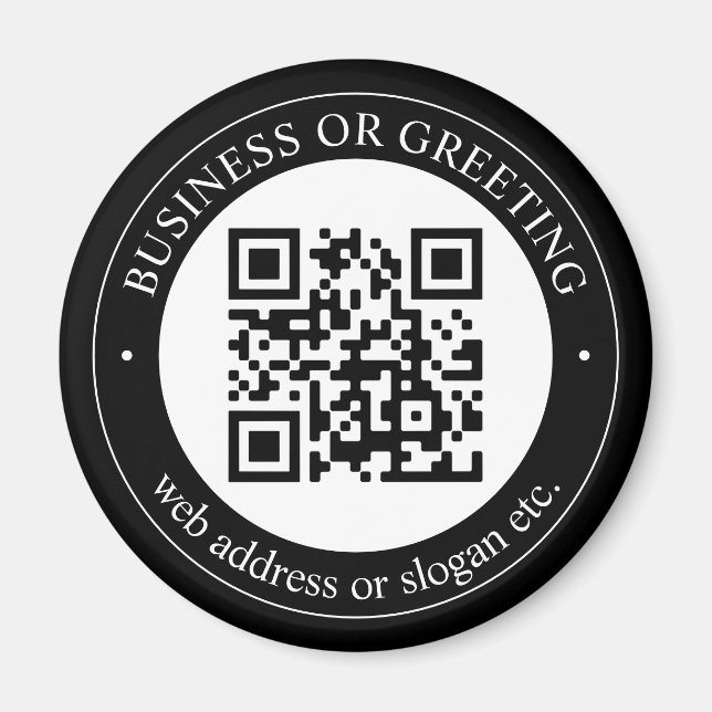 Upload QR code or Logo | Modern Black Magnet (Front)
