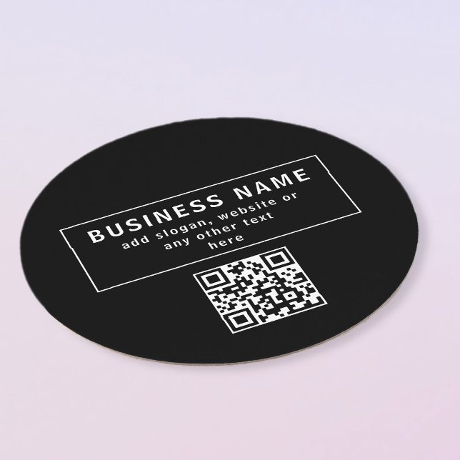 Upload QR code or Logo | Modern Black Round Paper Coaster (Creator Uploaded)