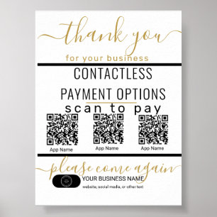 Upload QR Codes & Logo 3 Payment Apps Black & Whit Poster