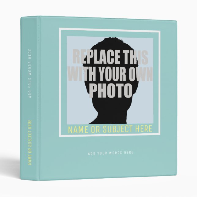 upload / replace your own photo, light blue binder (Front/Spine)