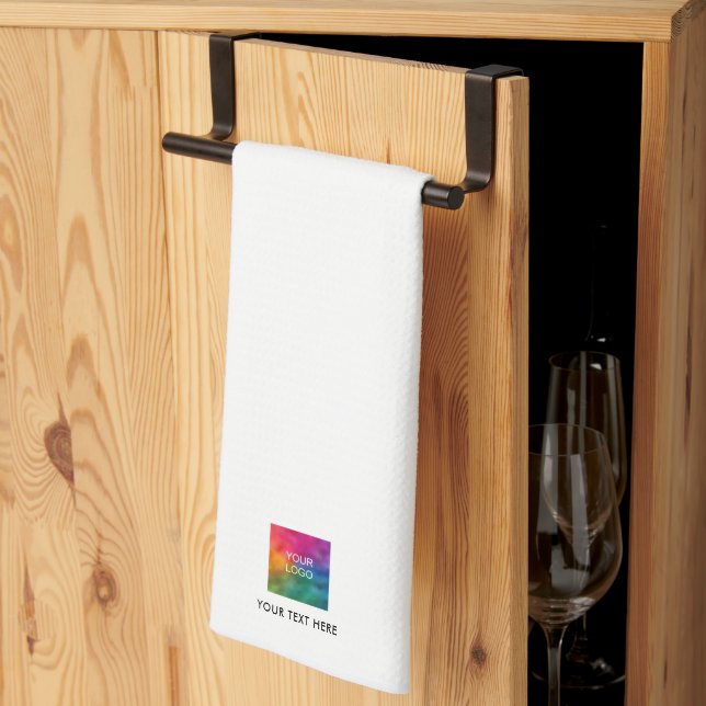 Upload Your Business Logo Custom Text Template Kitchen Towel (Thirds Fold)