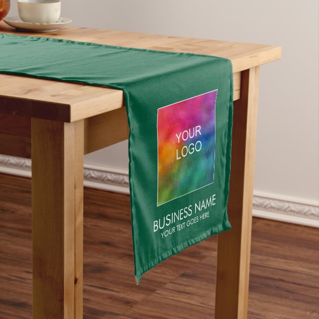 Upload Your Business Logo Solid Colour Hunter Gree Long Table Runner (In Situ)