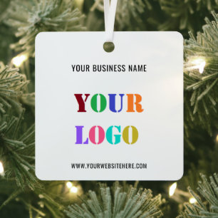 Upload Your Business Logo Text Christmas Ornament
